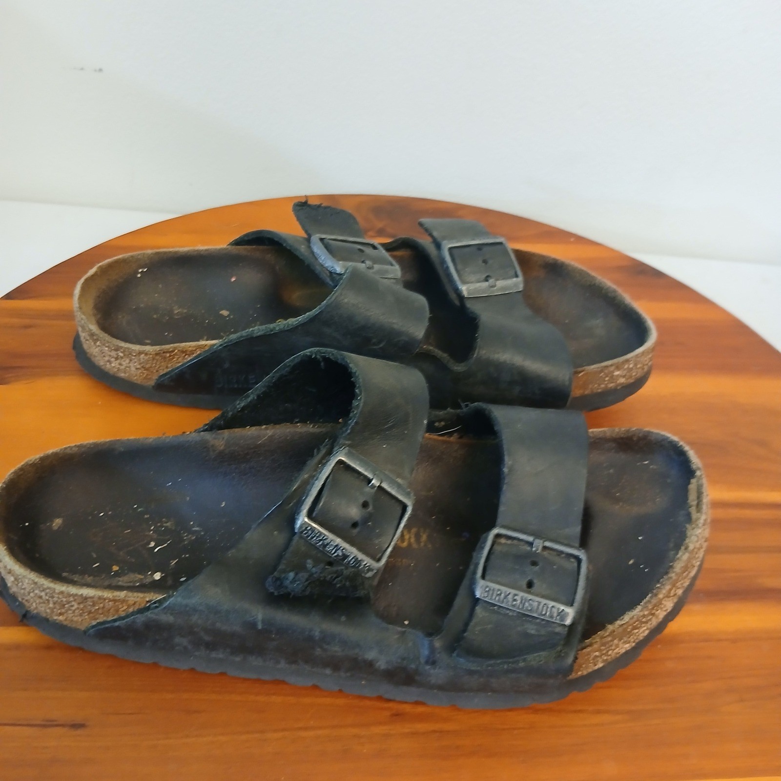 Birkenstock Arizona Sandals Mens 39 W8 M6 Black Leather Double Strap Slides