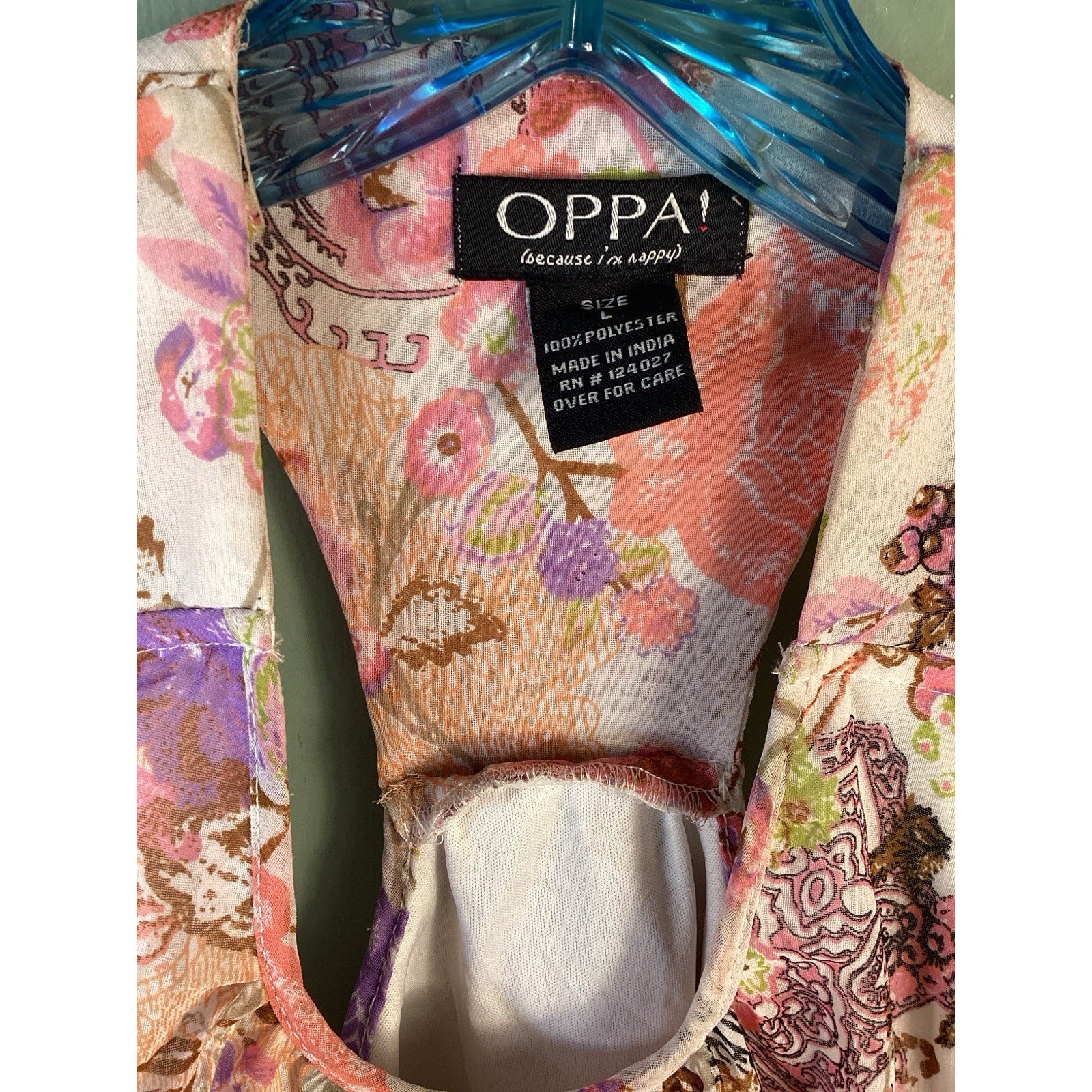 OPPA! Pink Floral Paisley High-Low Racerback Tank Top Lined Size Large