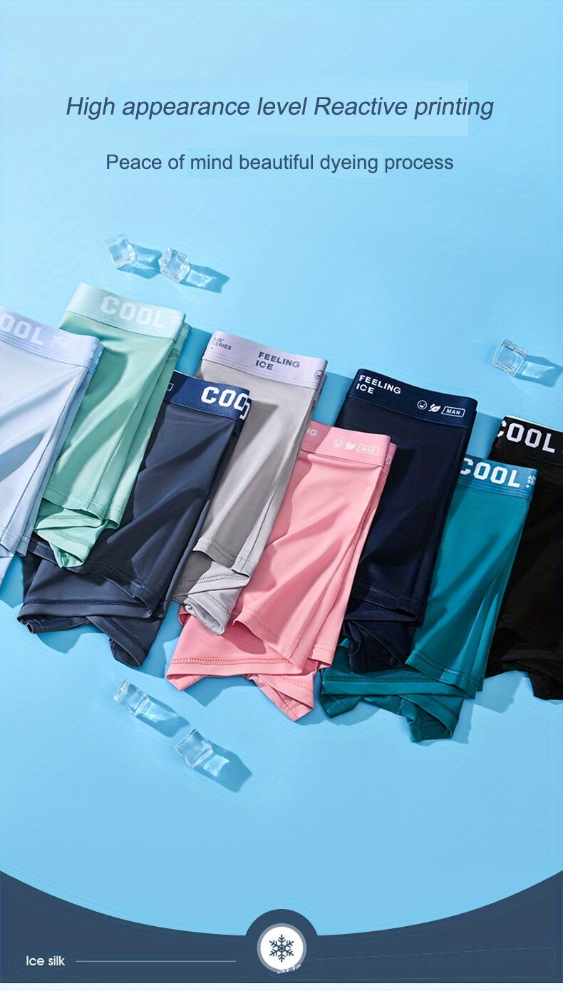 4pcs Men’s Ice Silk Cool Underwear, Sexy Ultra-thin Antibacterial Boxers Briefs