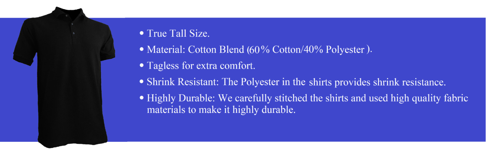 Styllion Big and Tall – Men’s Pique Polo Shirts – Heavy Weight – Collar – PQSS