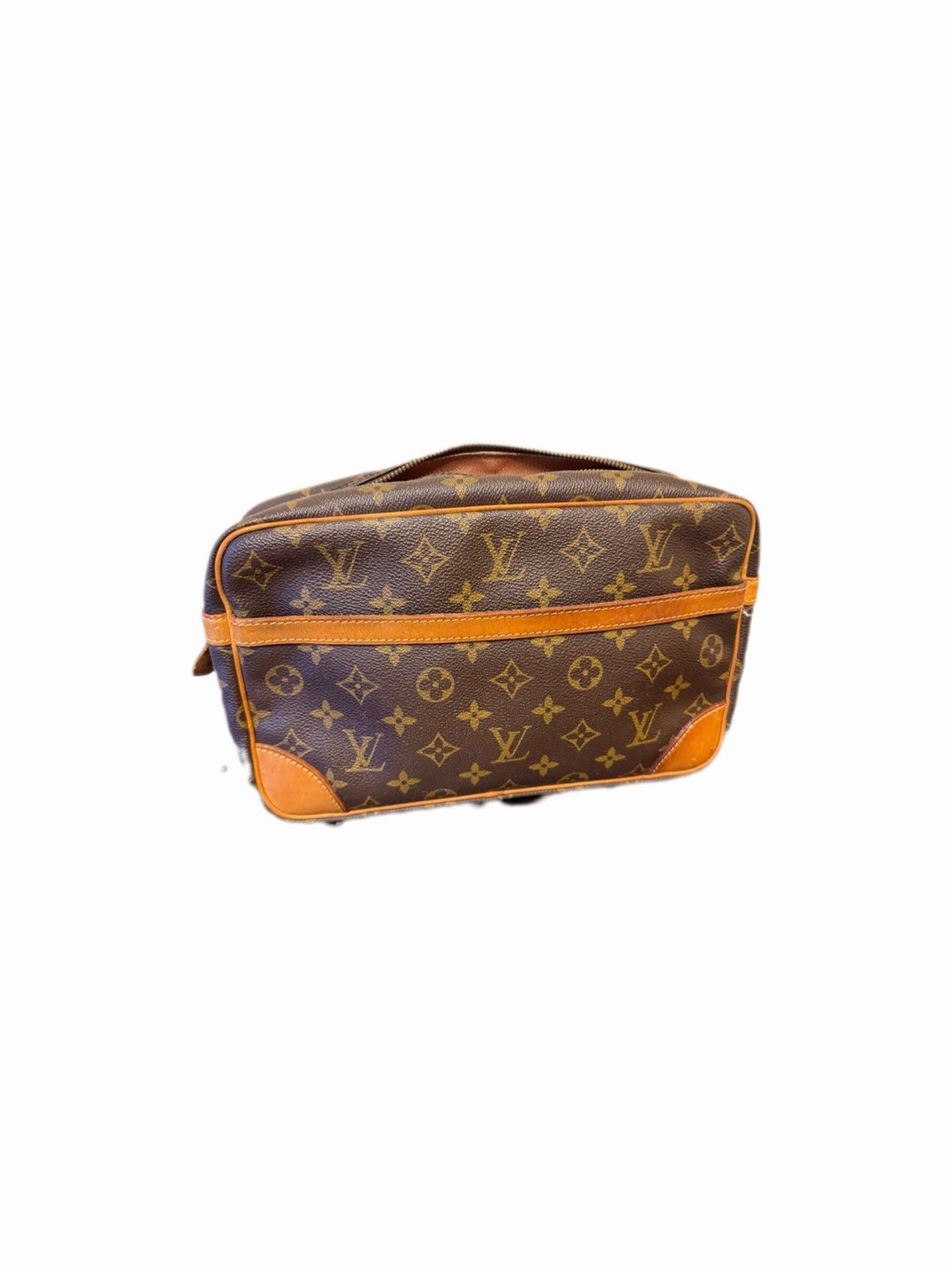 LOUIS VUITTON Compiegne 28 Monogram Canvas Brown Vintage Zip Clutch