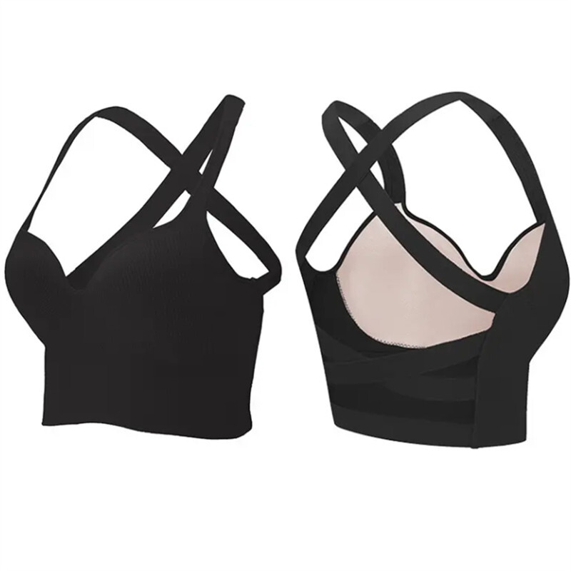 Cross Back Sports Bra for Women Padded Strappy Yoga Bra Medium Support Sexy Bra