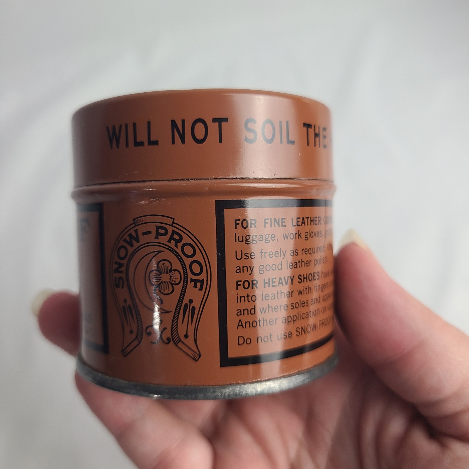 Vintage Snow-Proof Waterproofing Leather’s Best Friend 3.75 Oz. Tin 1/4 Full