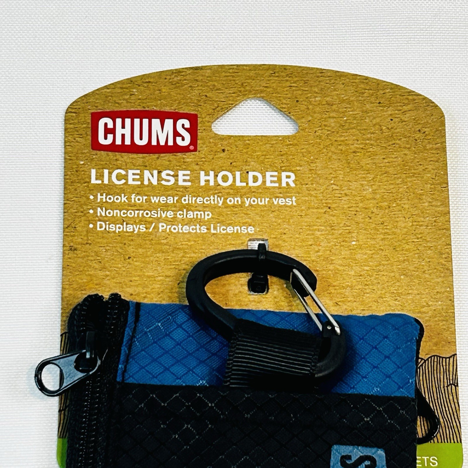 Chums Wallets License Holder Black Blue ID Holder Zipper Keyring