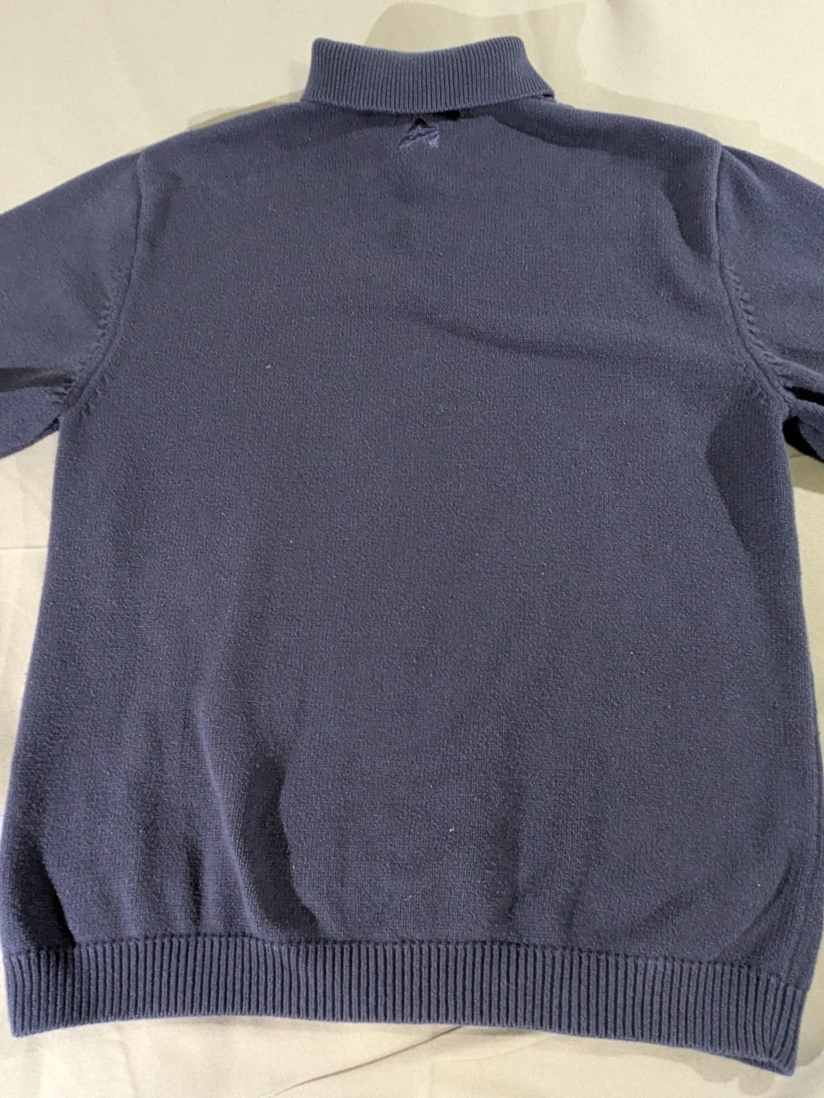 Vintage Avirex Sweater Mens Lg Blue Cable Knit Short Sleeve Collared Script Golf