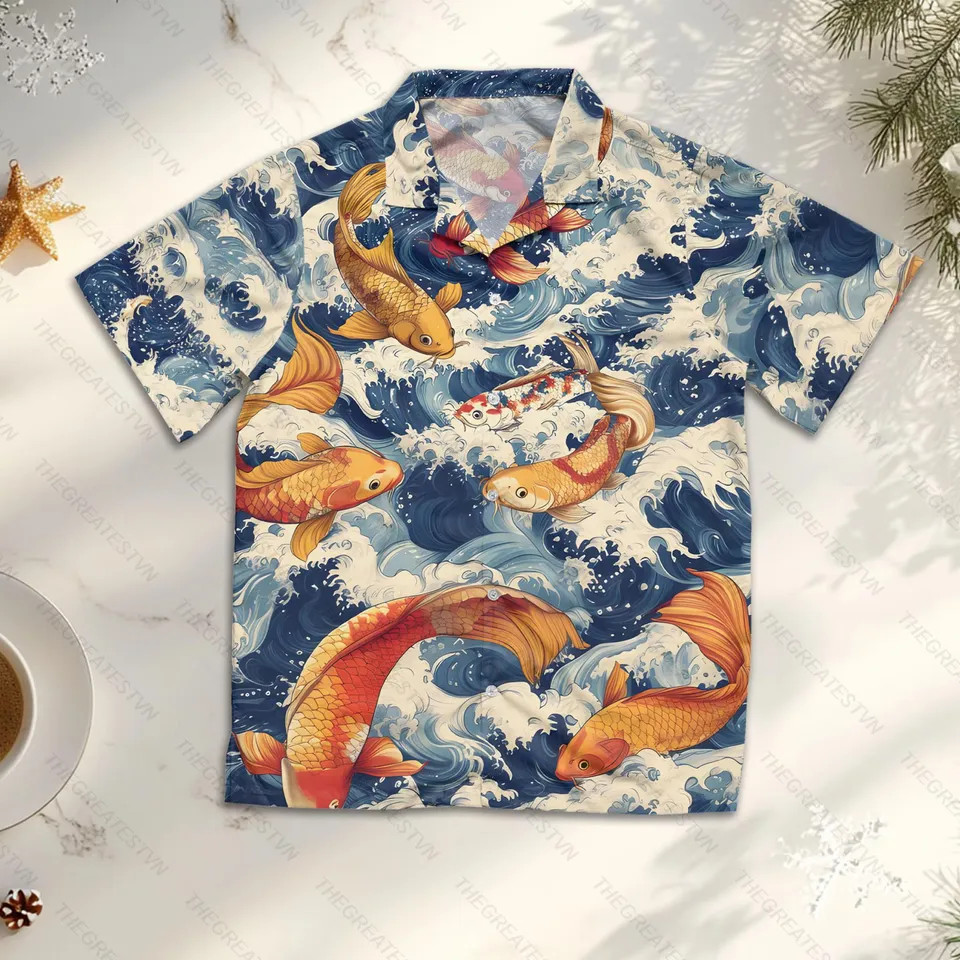 Japanese Koi Fish Summer Beach Hawaiian Shirt