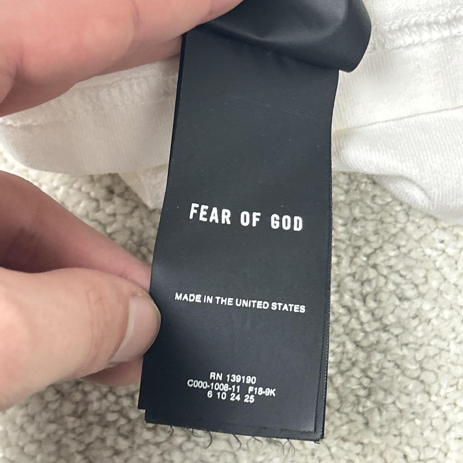 Fear Of God Shirt Mens Large White Sixth Collection FG Reflective Logo Made USA
