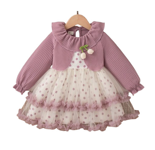 Baby Girl Polka Dot Dress – Cute Purple Children’s Clothing for 6M+