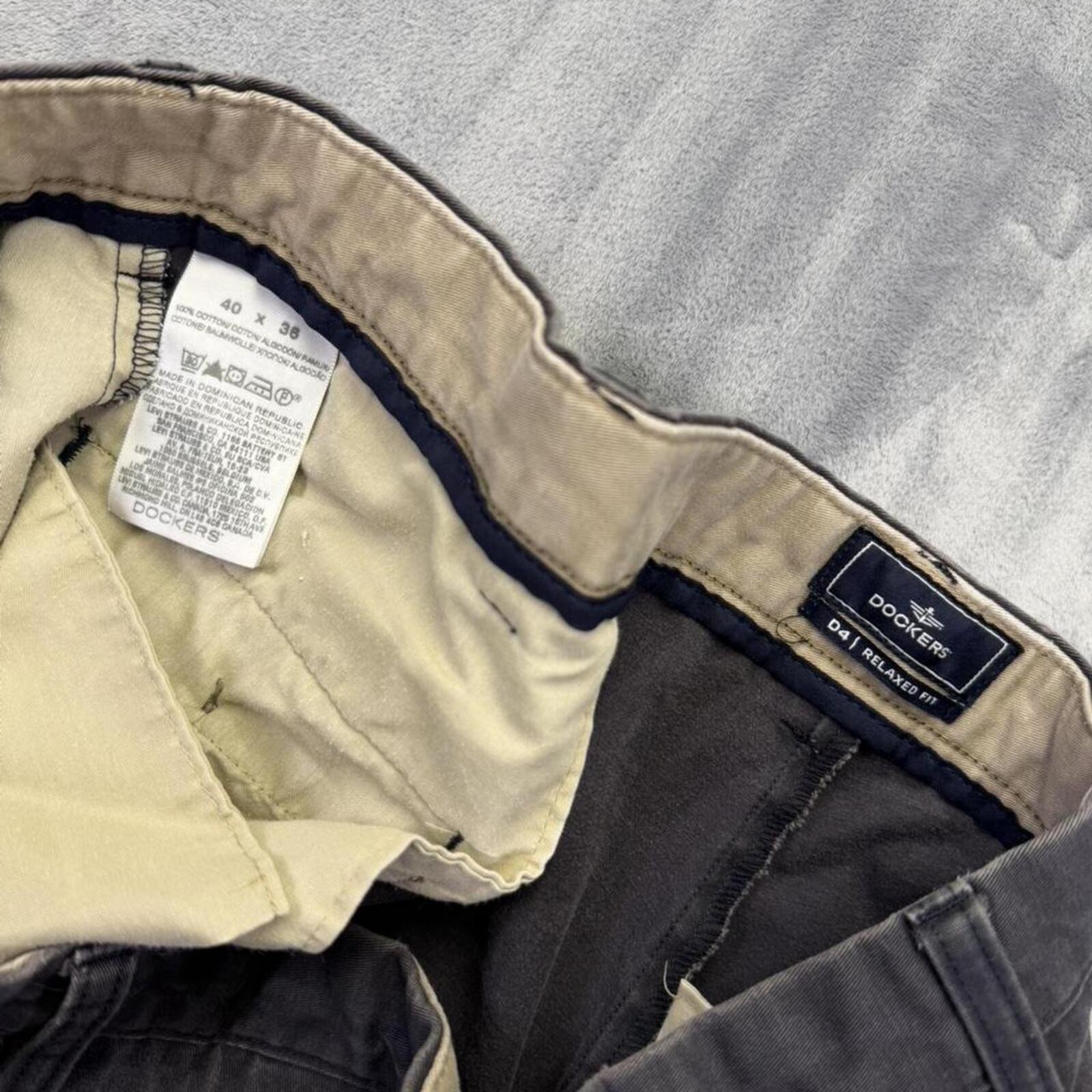 Dockers D4 Relaxed Fit Charcoal Chino Pants 40×36 Vintage Style