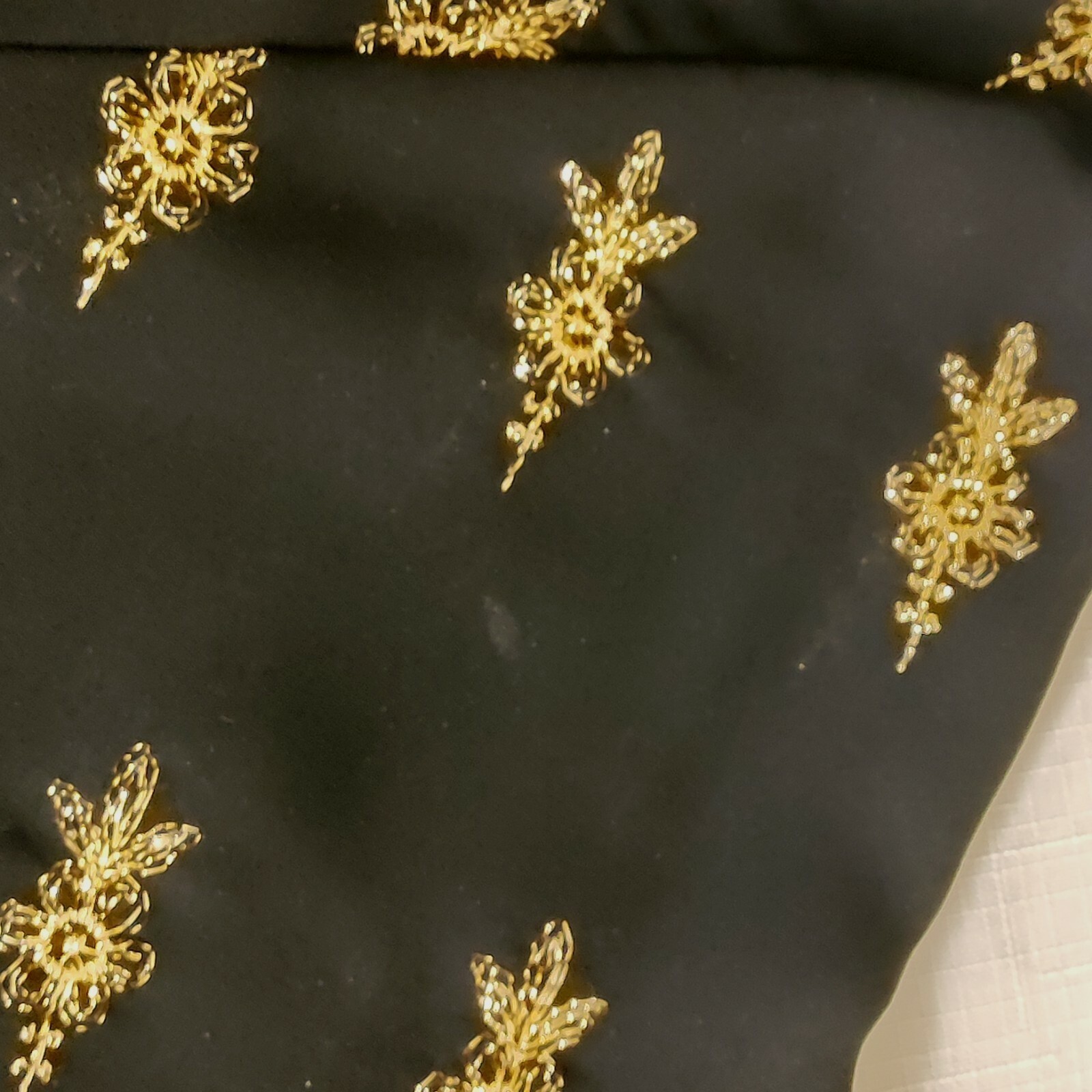 ABS Allen Schwartz Collection Black Blouse Top Gold Embellishments Sz M – Stains