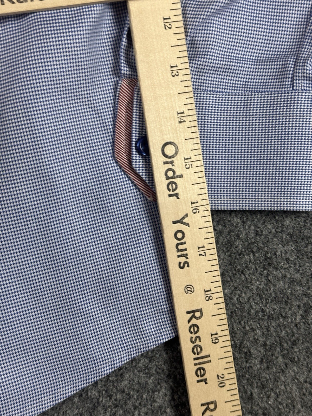 Eton Contemporary Dress Shirt Mens 16.5 42 Blue Red Cuff Houndstooth Career
