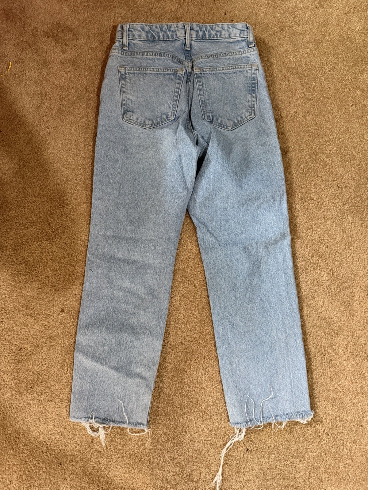 Women’s Top Shop Light Wash Denim Jeans W/ Raw Hem W24 L32 Excellent Denim