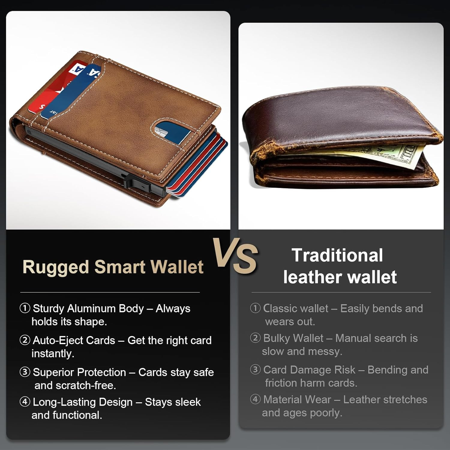 Card Wallet for Men Slim: Smart Rfid Minimalist Front Pocket Pop up Wallet with
