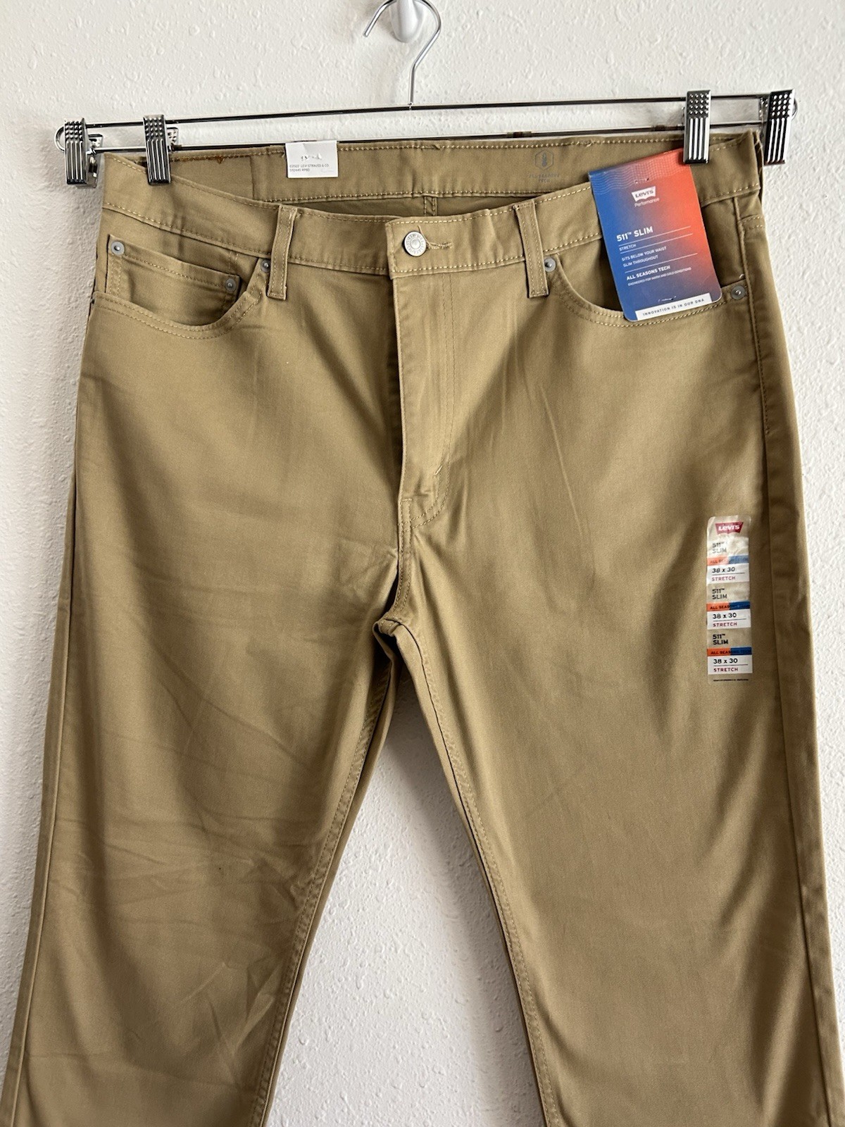 Levi’s 511 Slim Jeans Men’s Size 38×30 Beige Stretch Brushed Cotton All Seasons