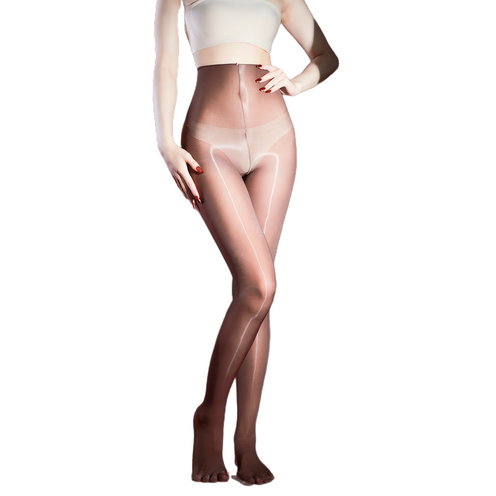 5D Oil Glossy Shiny Five-Toe Pantyhose High-Stretch Ultra-Thin Tights Stockings