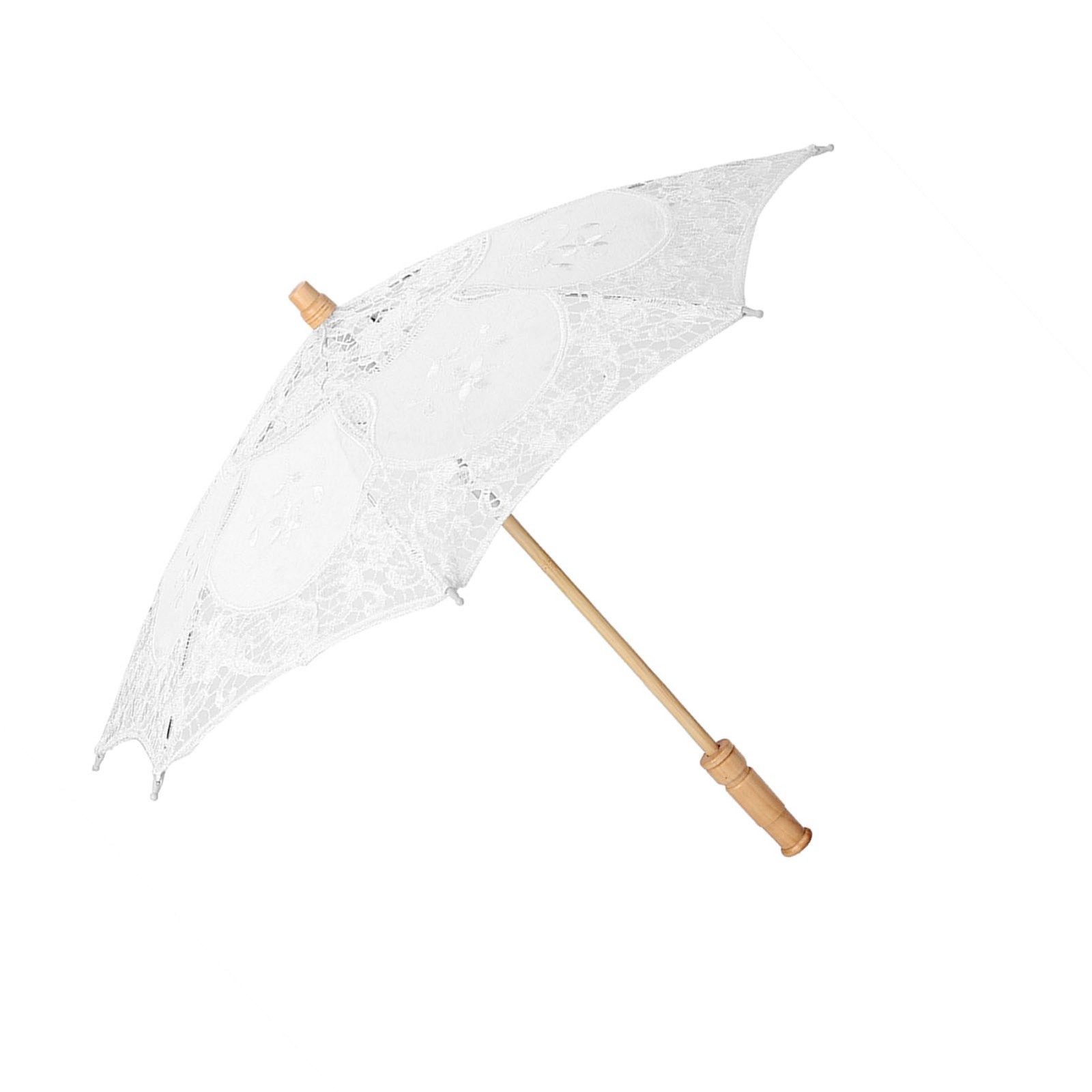 Handmade Lace Flower Embroidery Parasol Wedding Bride Photography Umbrella White