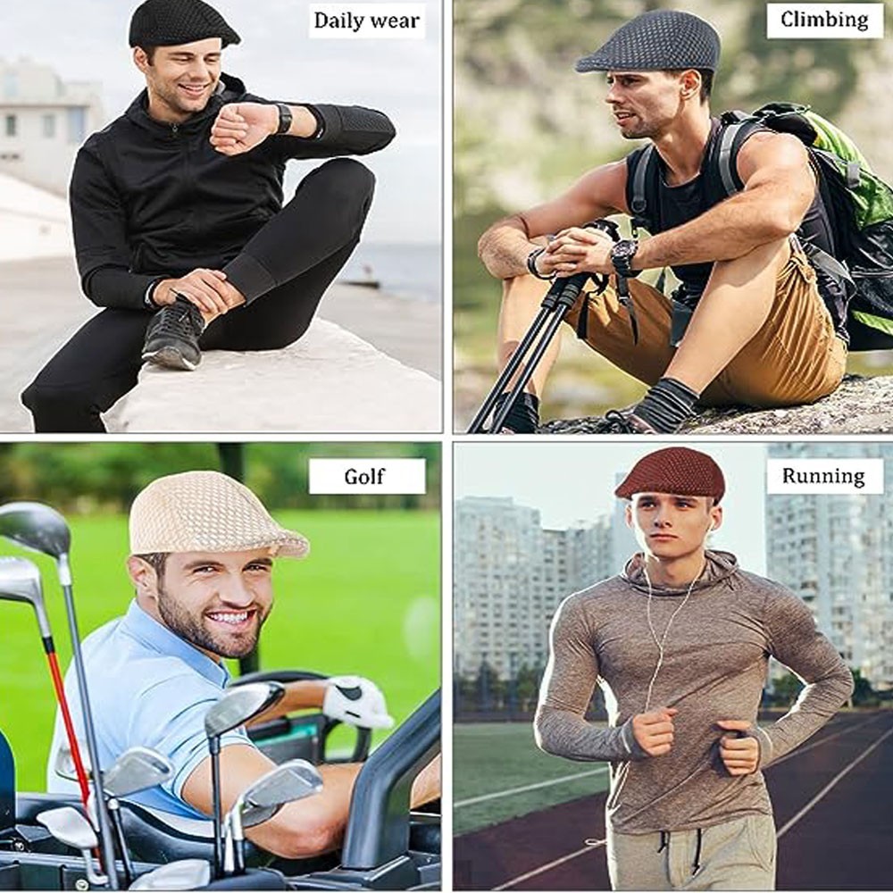 Herringbone Ivy Hat Breathable Mesh Gatsby Cap Golf Driving Flat Cabbie Newsboy