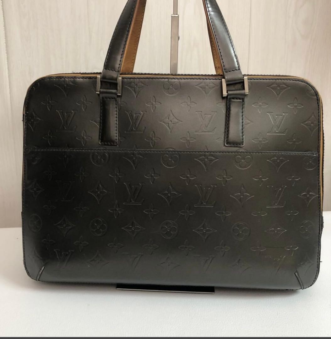 Louis Vuitton Monogram Vernis Black Business Briefcase Double Zip Authentic