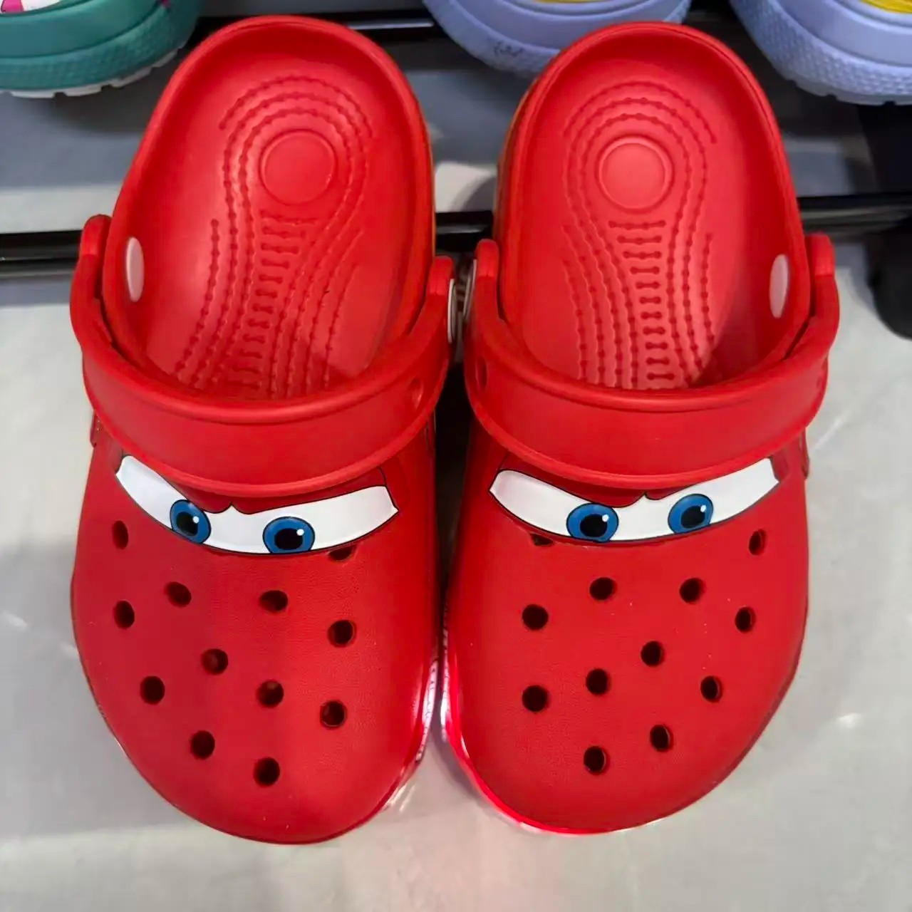 Kids Crocs Lightning McQueen Red Light Up Clogs Slip On Shoes Comfort