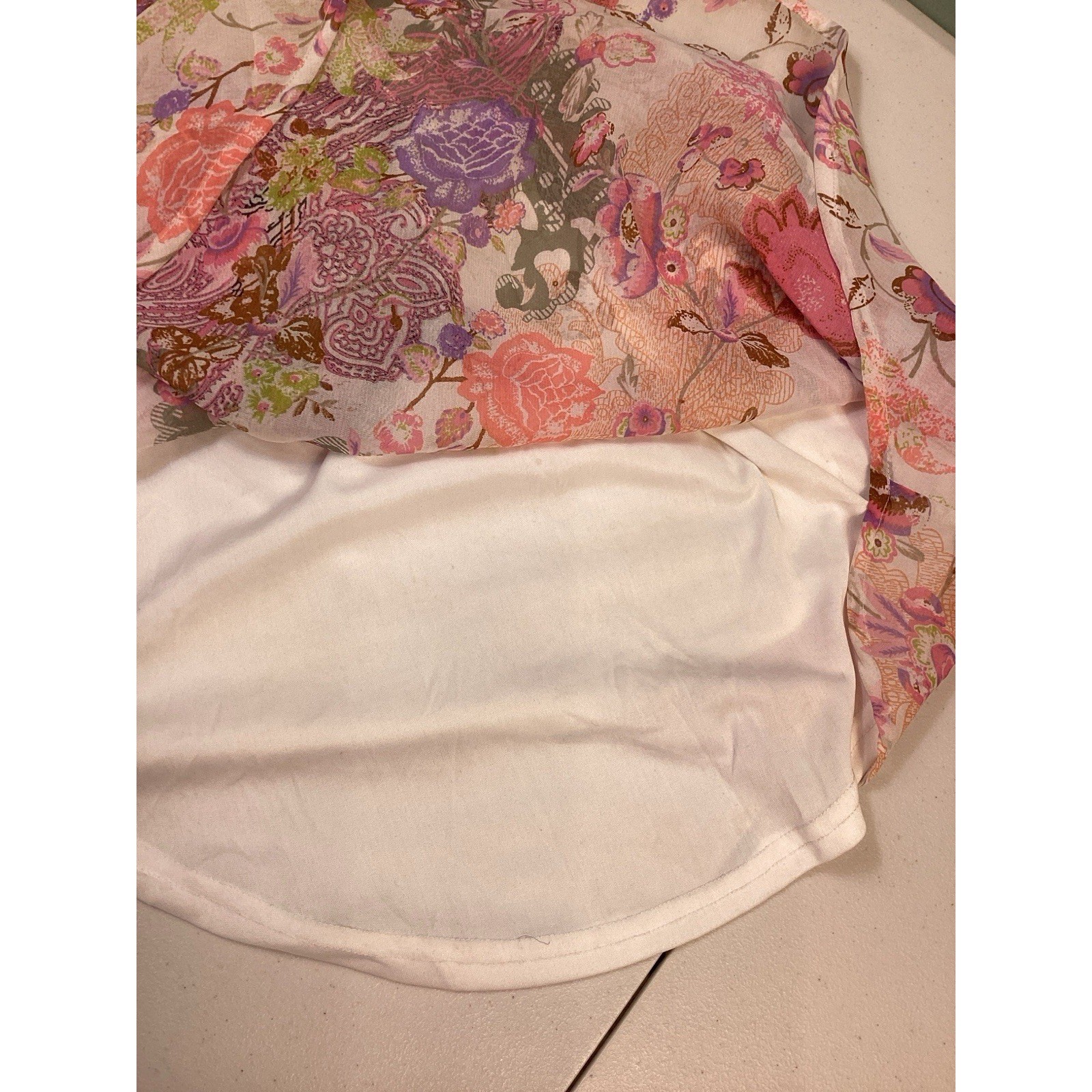 OPPA! Pink Floral Paisley High-Low Racerback Tank Top Lined Size Large