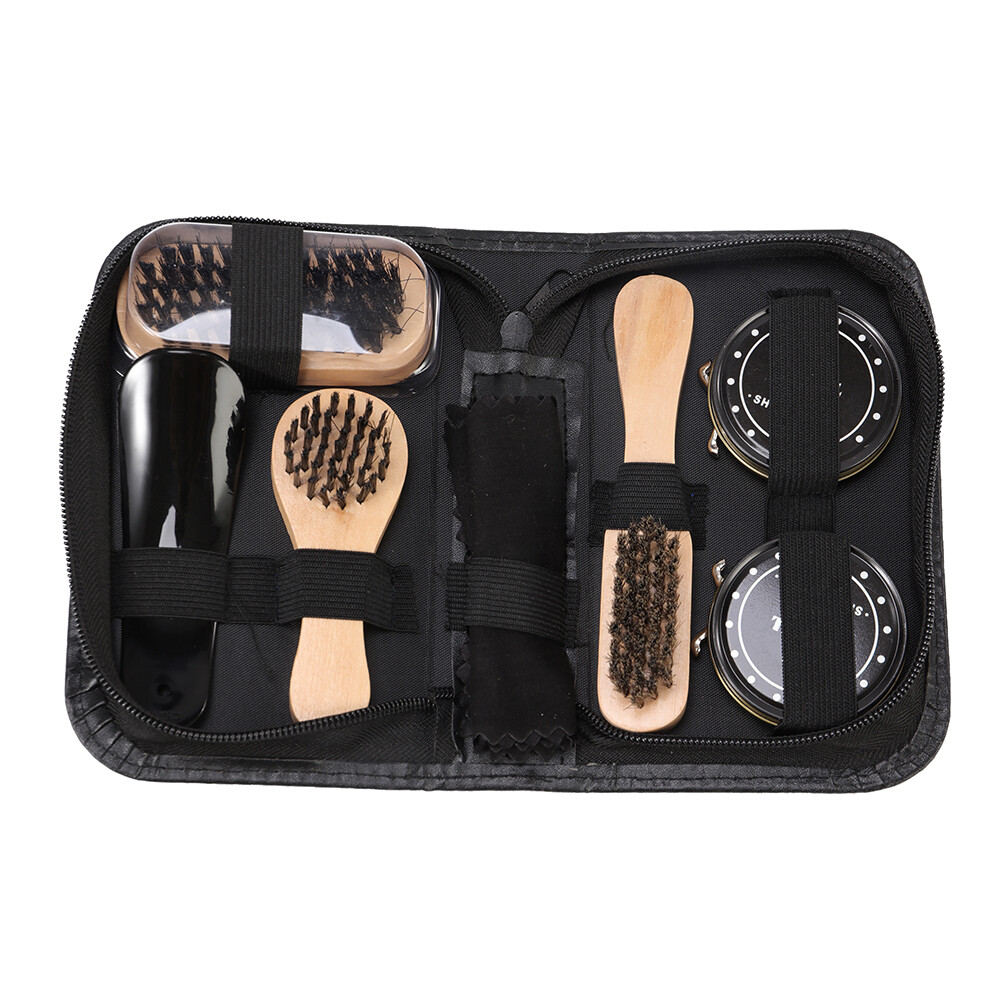 Leather Boots Shoe Polish Care Kit 3 Brushes Cleaner Shine For Footwear Set