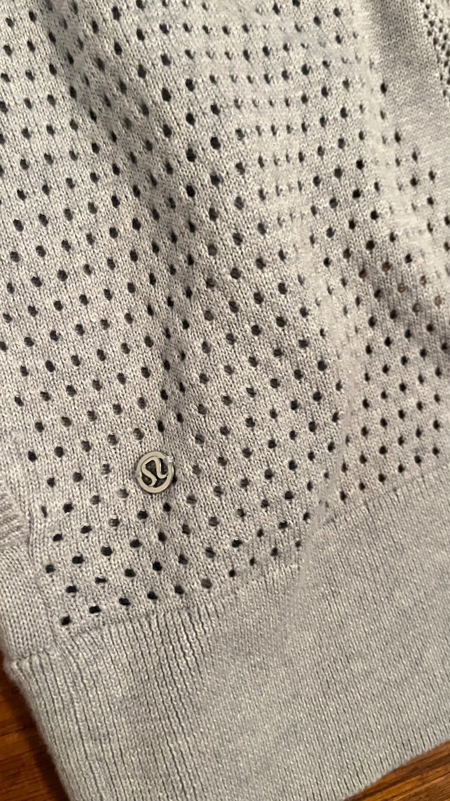 Lululemon Cardigan Sweater gray Hooded Mesh Knit Split Back Thumbhole