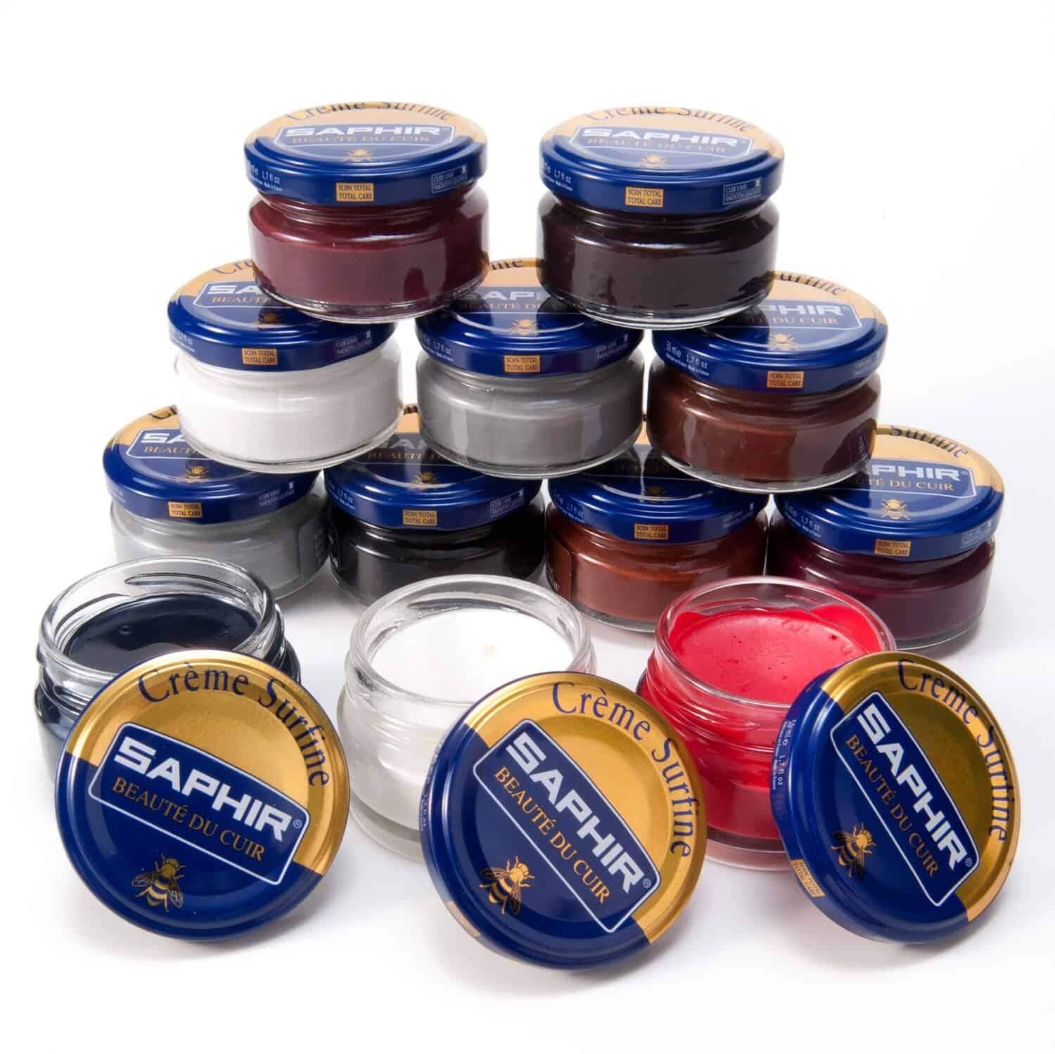 SAPHIR Creme Surfine Pommadier Shoe Polish Beeswax for Leather Black 50 ml