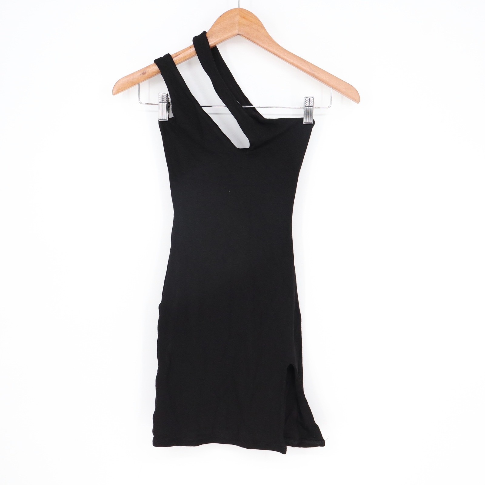 Naked Wardrobe Womens Black One Shoulder Cutout Mini Dress Size S