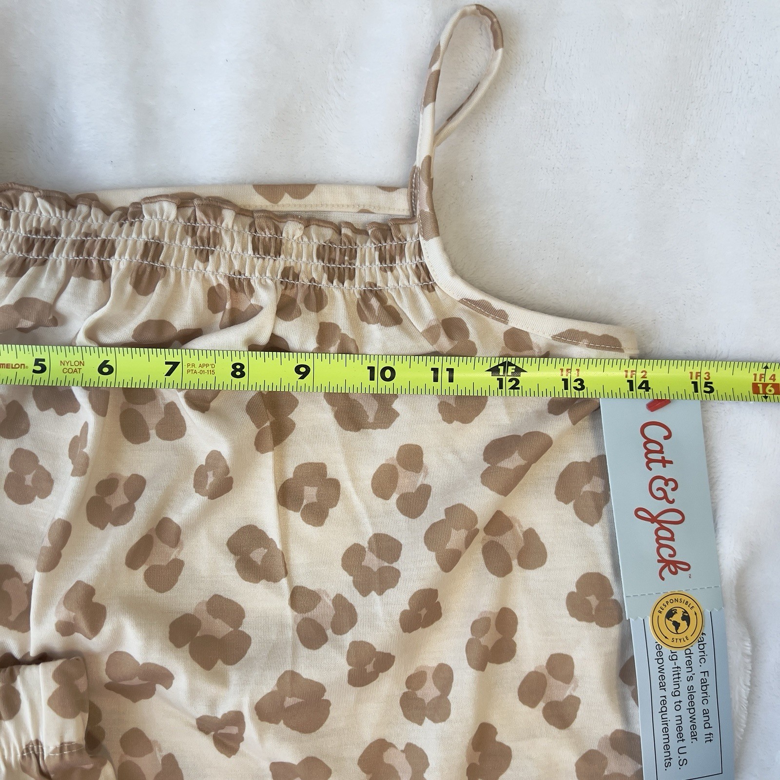 Cat & Jack Girls Pajama Set Size M (8) Leopard Print Cami & Shorts 2-Piece
