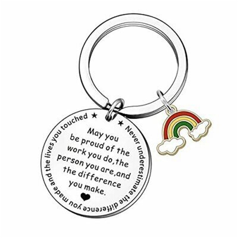 Keychain Stainless Steel Pendant Decoration Encouraging Words Gift Bags Pendants