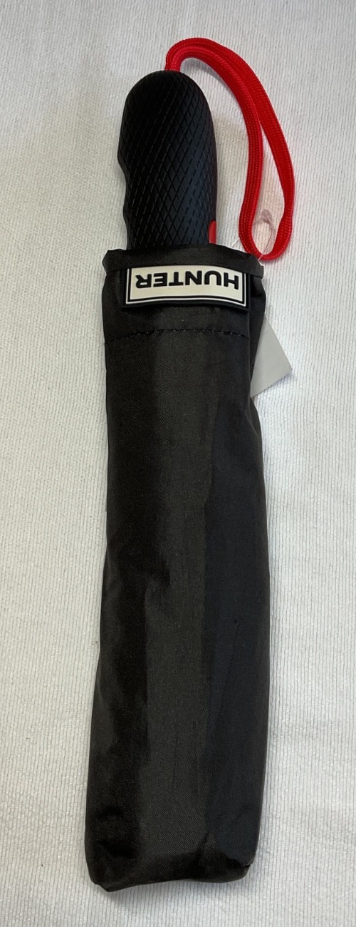 HUNTER UMBRELLA BLACK RED STRIPES WITH COVER 100% POLYESTER NWT