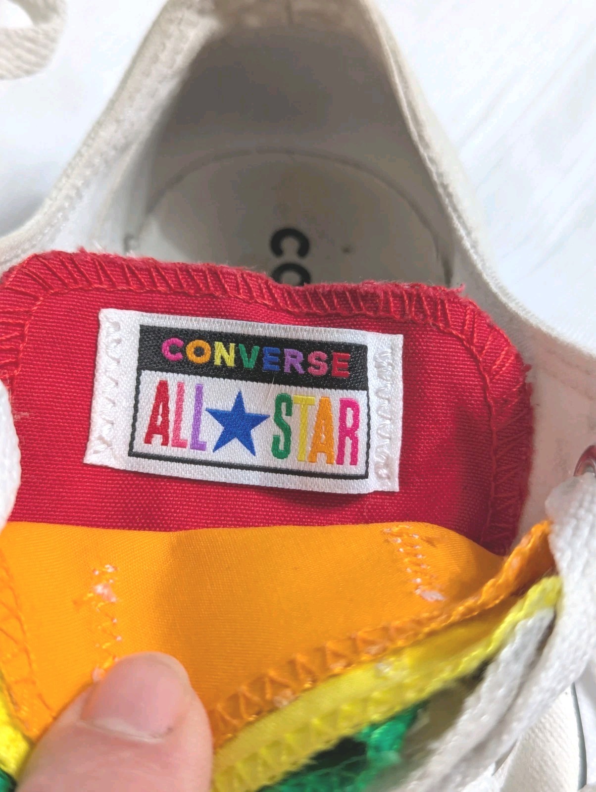 Sneakers Converse All Stars RAINBOW TONGUES Low Top Unisex Shoes Sz W8 M6 Pride