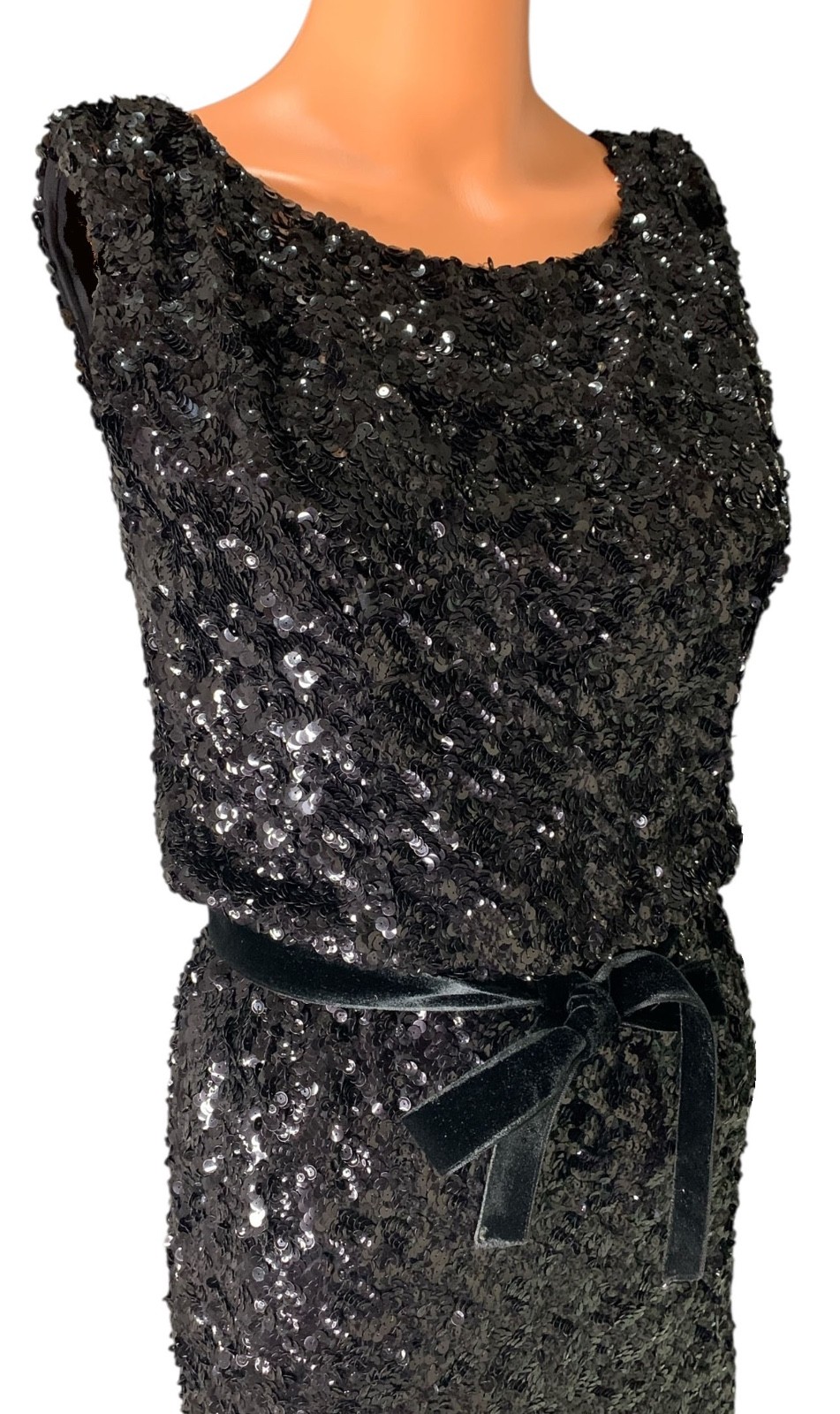 BRANELL Vintage 50s/60s Women’s Sleeveless Sequined Sheath Cocktail Dress – Sz S