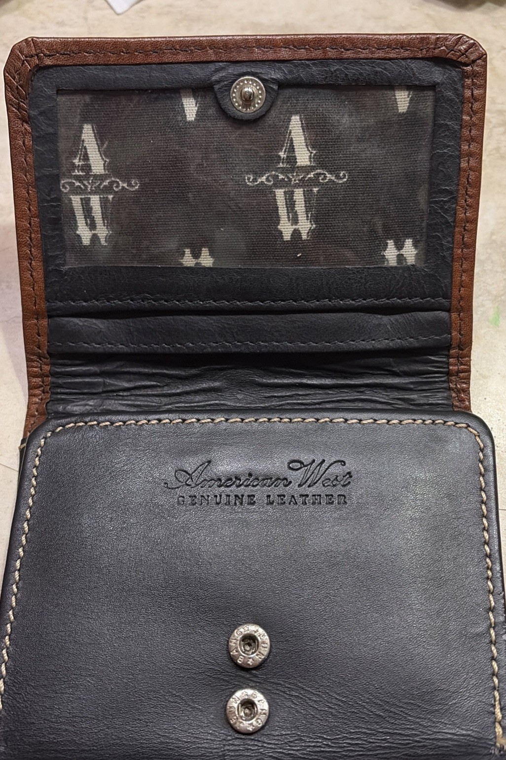 AMERICAN WEST Brown Genuine LEATHER Calf Hair-On Womens Wallet