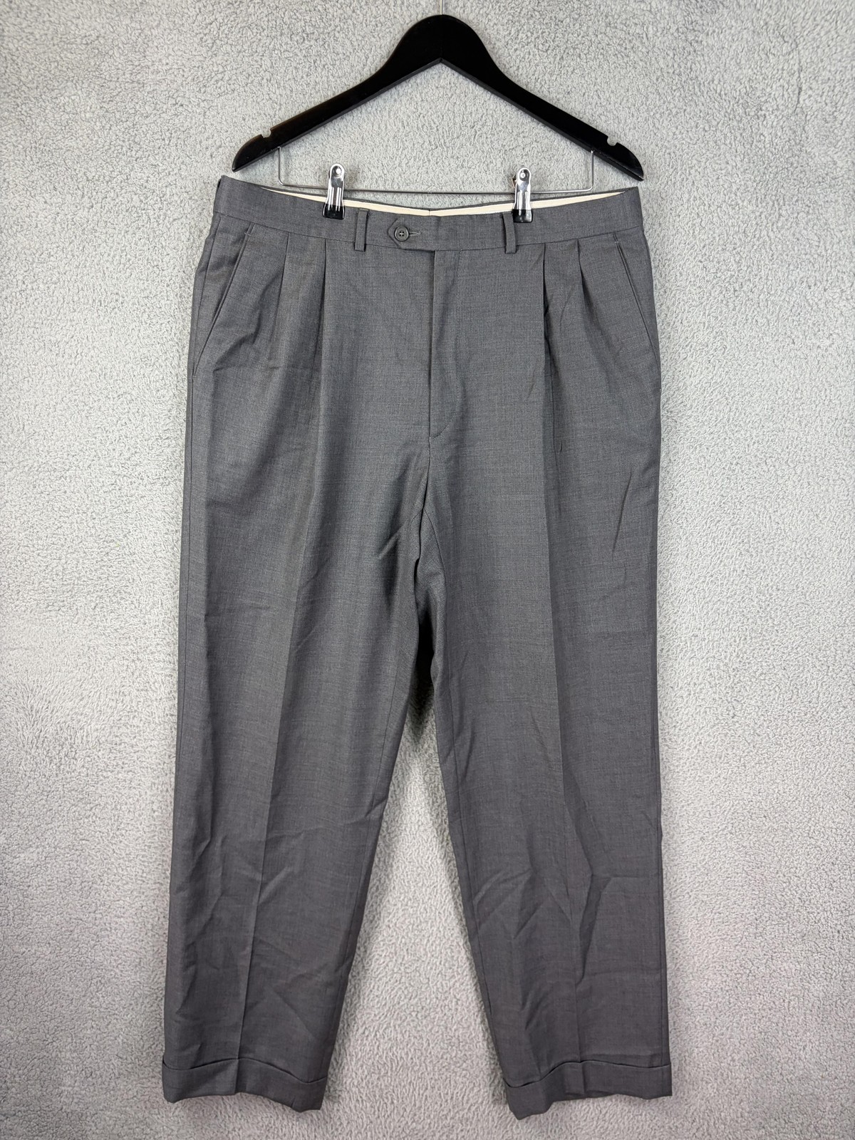 Santorelli Dress Pants Mens 36×29 Gray Wool Pleated Classic Fit Made In Italy