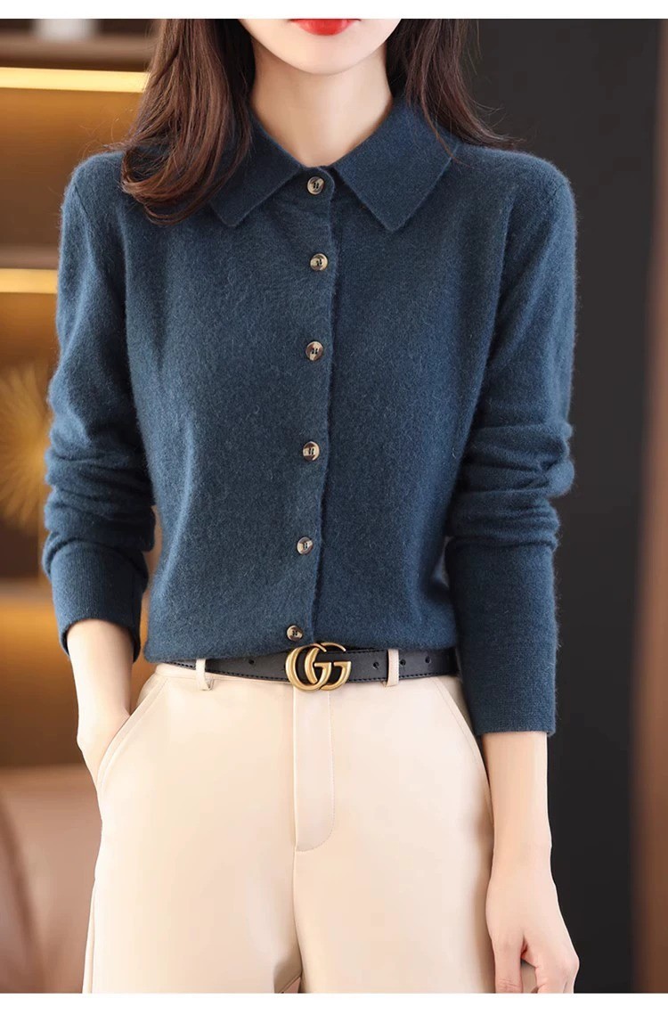 Cowl Neck 100% Cashmere Cardigan – Women’s Soft Long Sleeve Warm Sweater Hot