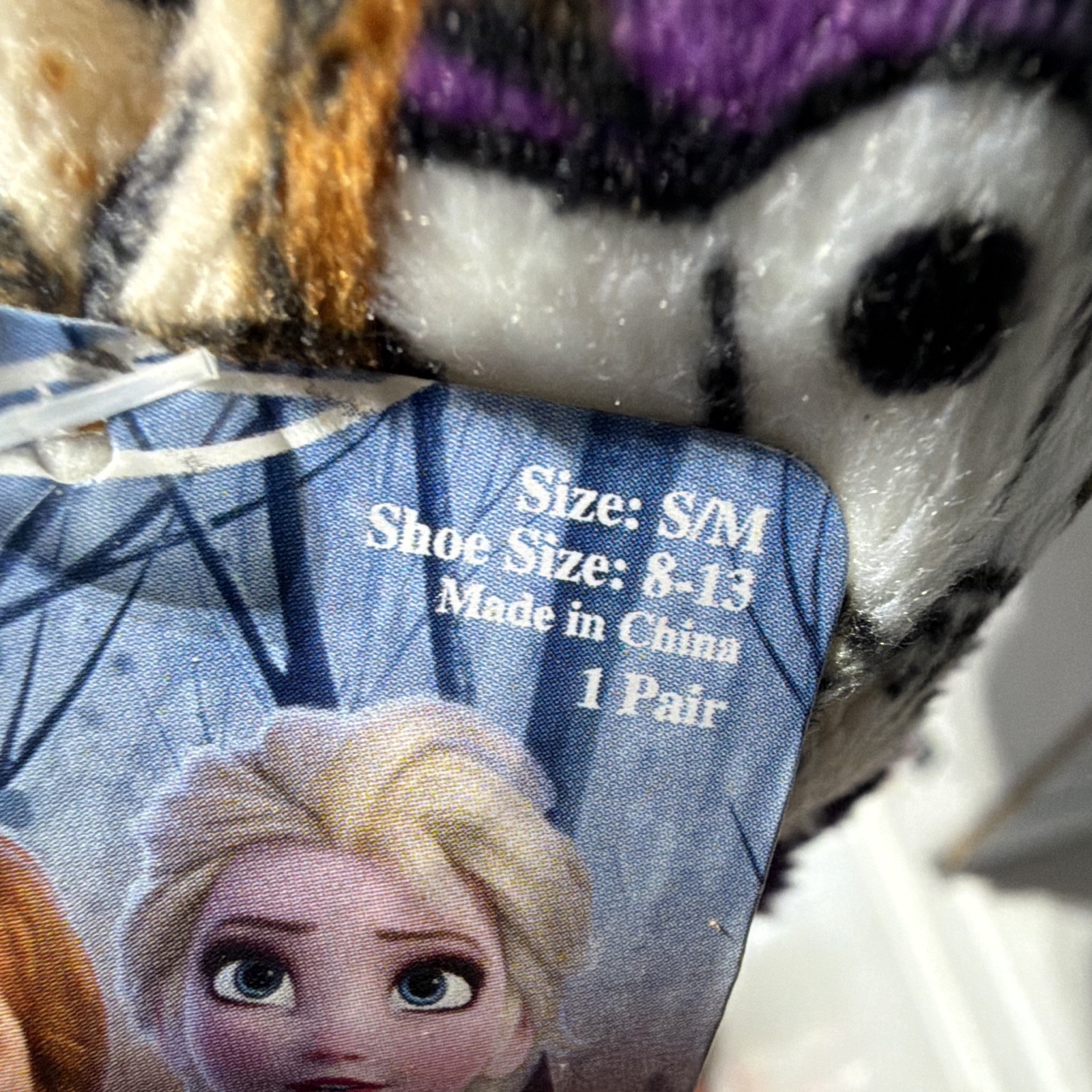 Disney Frozen Anna Elsa Olaf Plush Lined Pull-On Slippers Purple Girls 8-13.