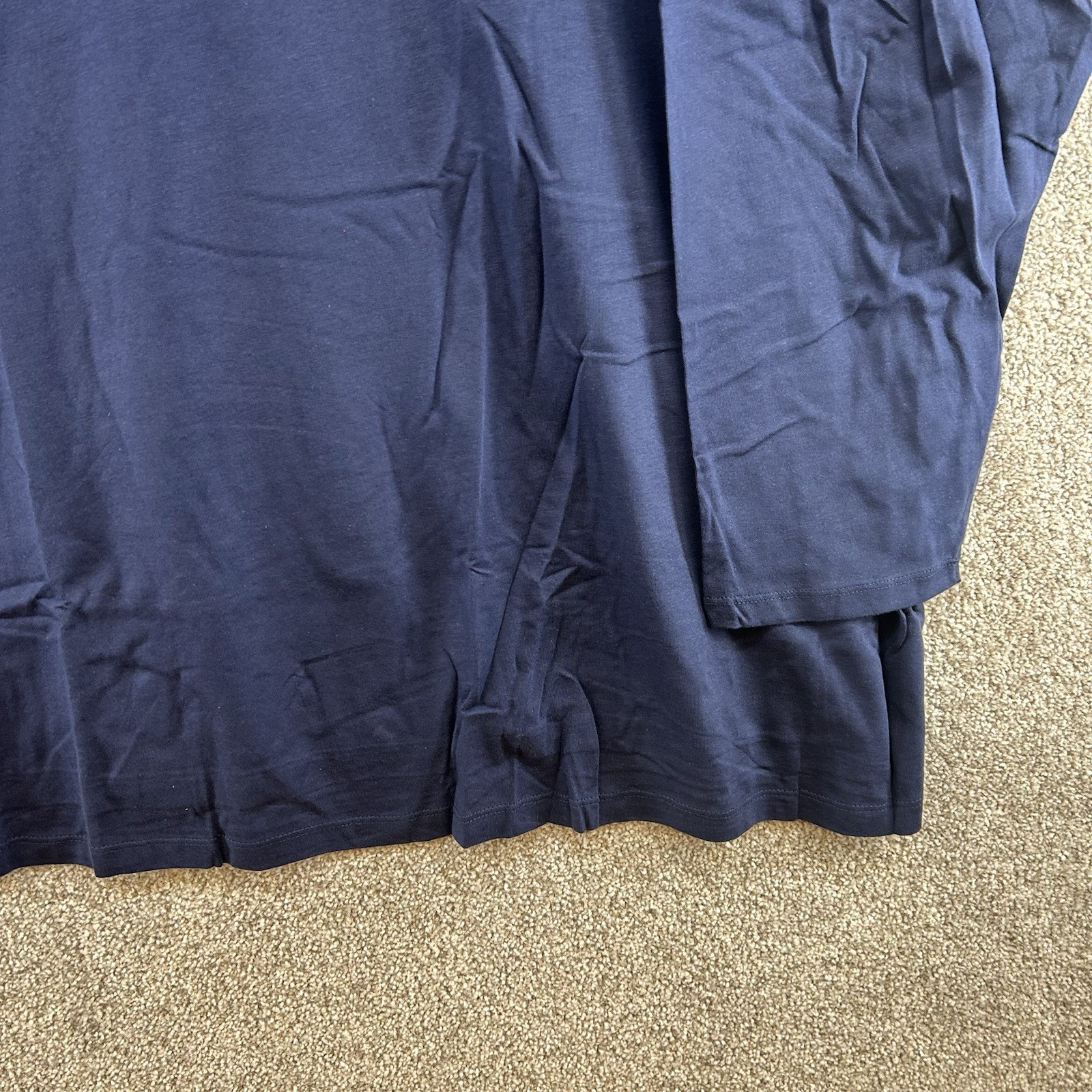 NWOT Roman’s Women’s 4X Navy Blue Log Sleeve Top Plus Size 34/36 Cotton Casual