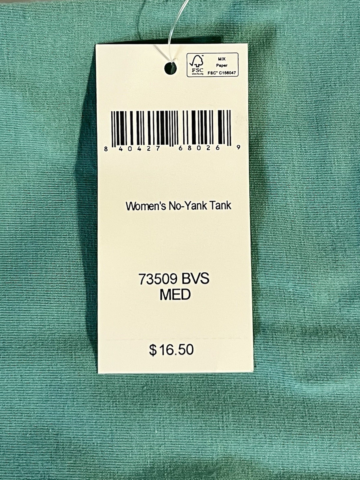 Duluth Trading Company Womens No-Yank Tank Wide Strap/ Sage Size Medium NWT