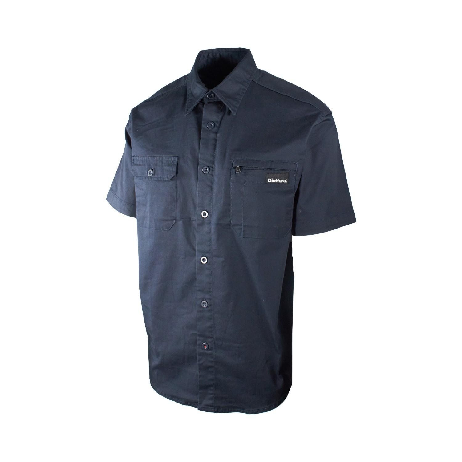 DieHard Men’s Shirt Work Twill Resists Short Sleeve Black, Navy, Grey