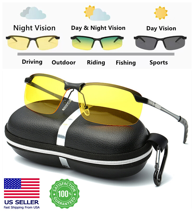 HD Polarized Day & Night Vision glasses Unisex Driving Sports Aviator sunglasses