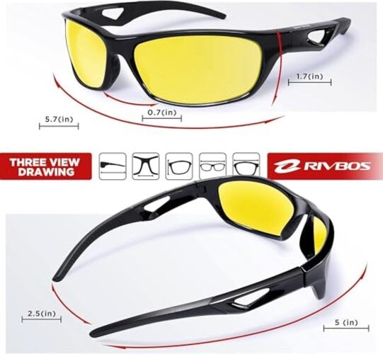 Polarized Sports Sunglasses Driving Sun Glasses Shades for Black Night Version