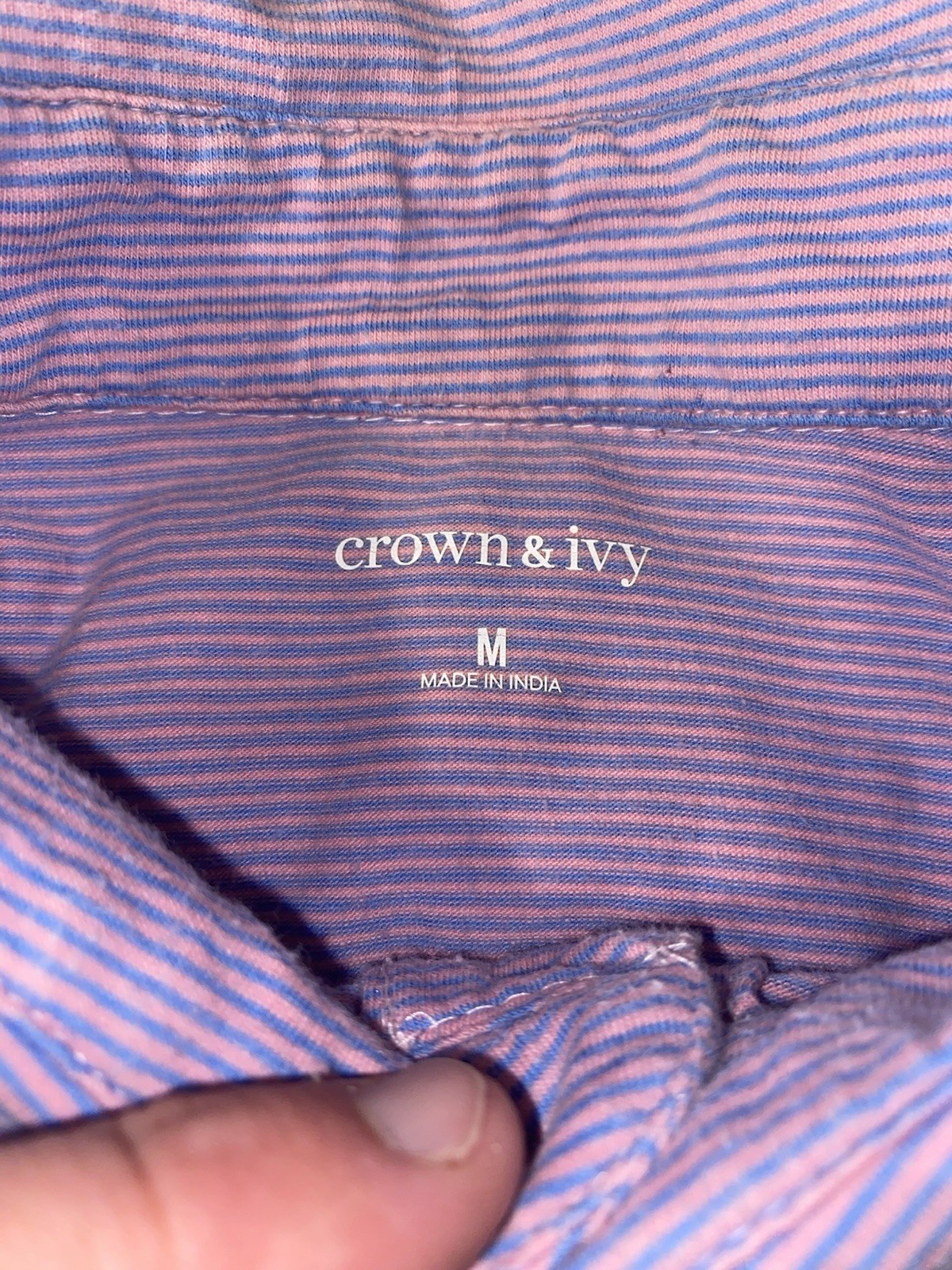 Crown Ivy Striped Beach Polo Size Medium Golf Tennis Summer Shirt Crown Logo