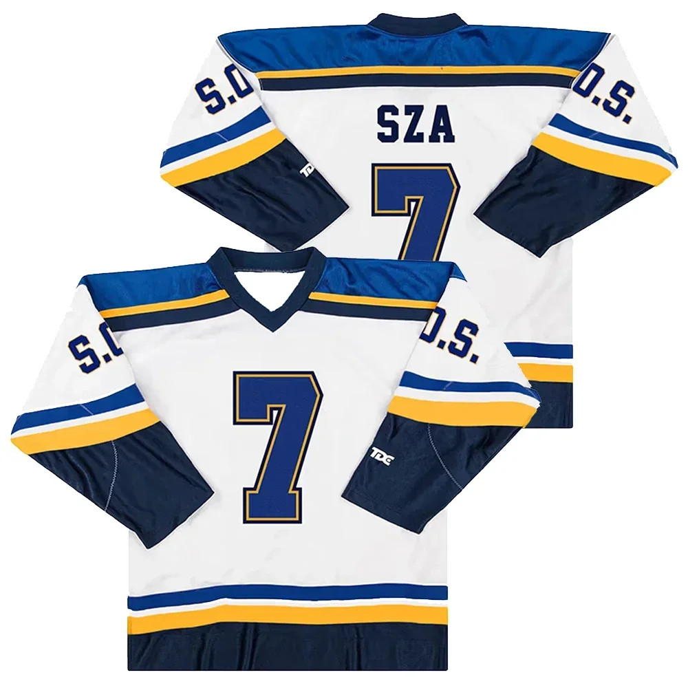 SZA SOS Blind Graphic Hockey Jersey Number 7 Long Sleeve Streetwear Unisex S-4XL