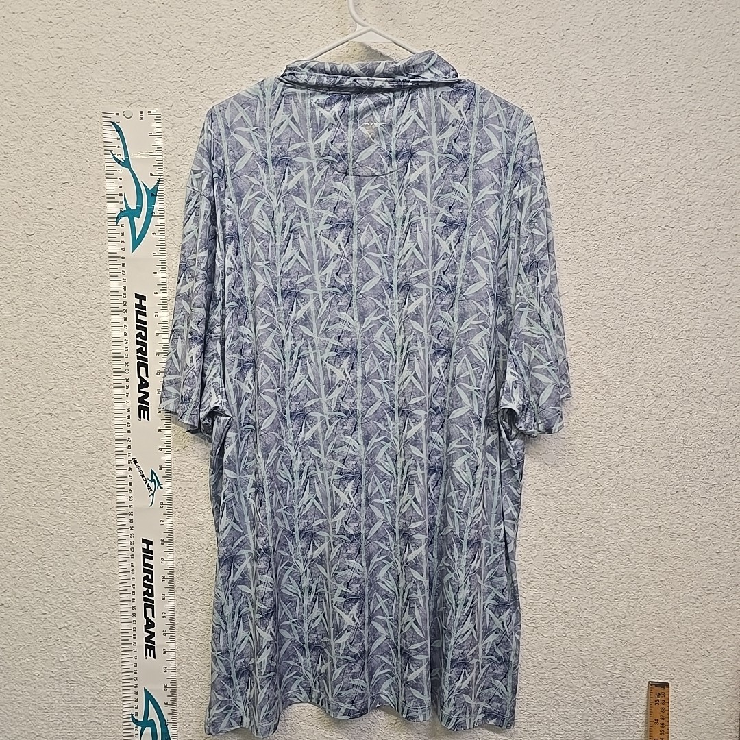 7D 7 Diamonds Polo Shirt Men’s Size XXL Hawaiian Print Golf Blue and Gray Casual
