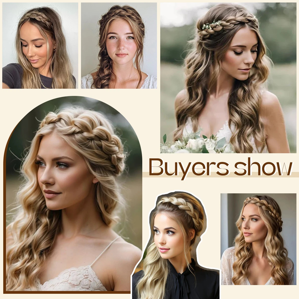 Headband Synthetic Hair Plaited Headband Braid Braided & Teeth Hair Band Beauty