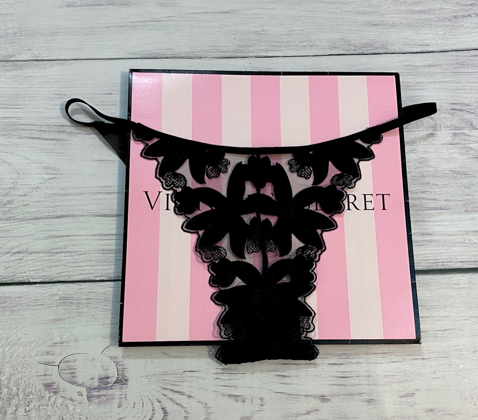Victoria’s Secret LUXE Unlined Appliqué Embroidered Demi Brazilian Bra Set Black