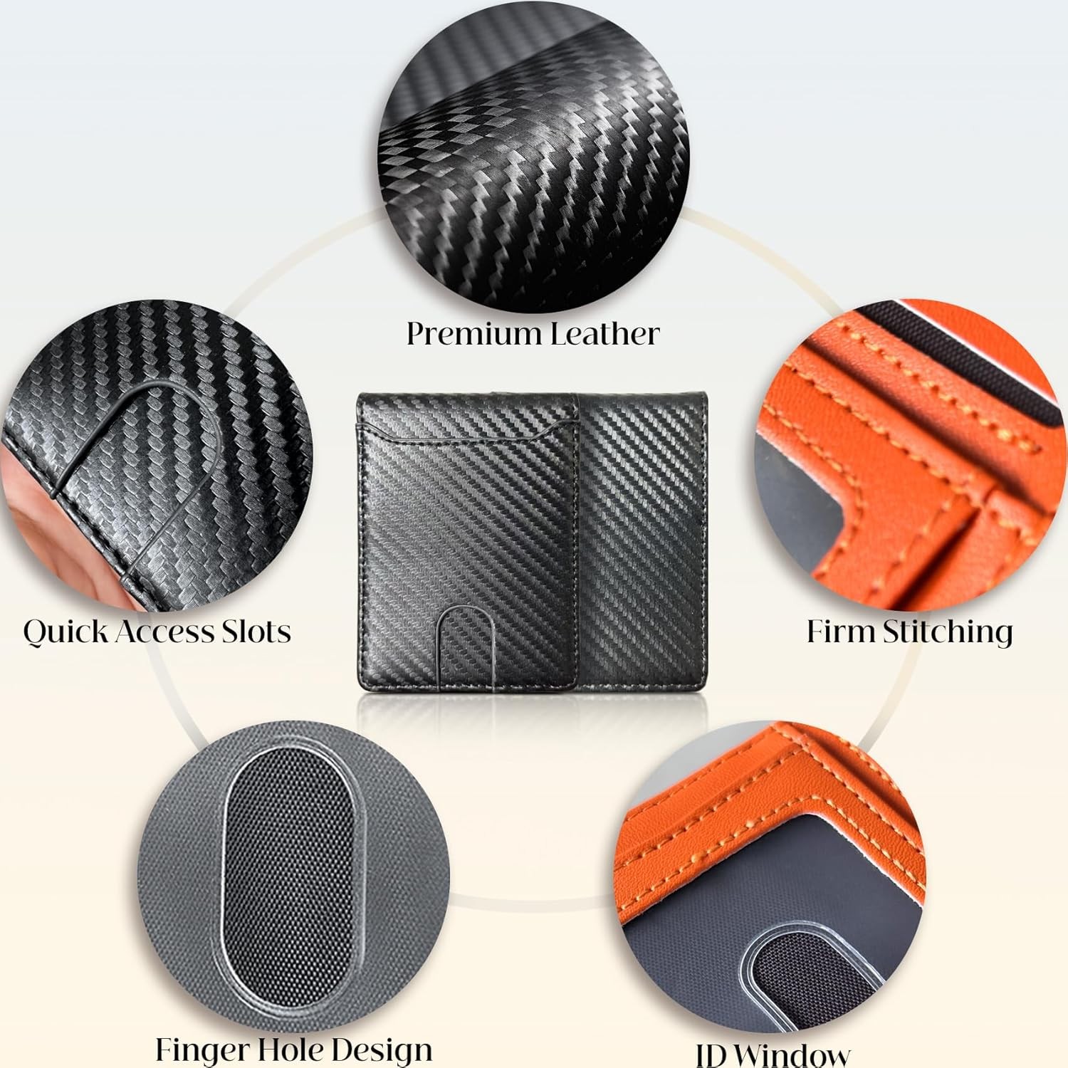 Men’s Slim PopUp Bifold Carbon Fiber Wallet, RFID Blocking, Money Clip, Men Gift