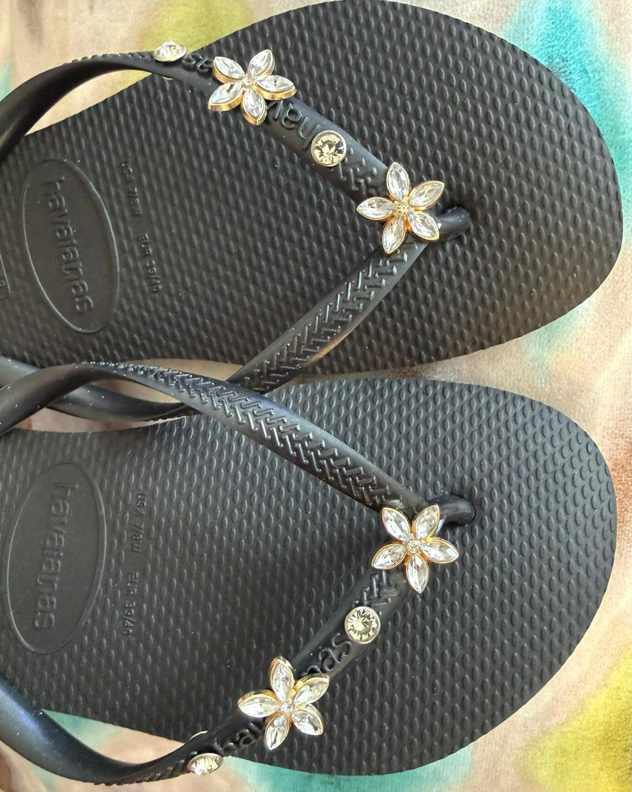 Original Havaianas Flip Flops Women Slim with Flowers and Personalized Charm
