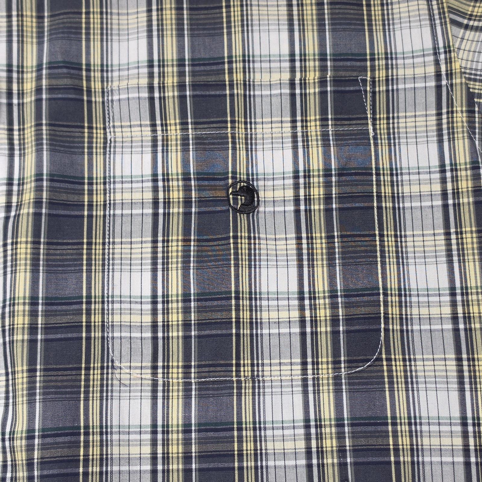 Duck Head 1865 Mens Large Plaid Button Down Shirt Short Sleeve 100% Cotton Gray